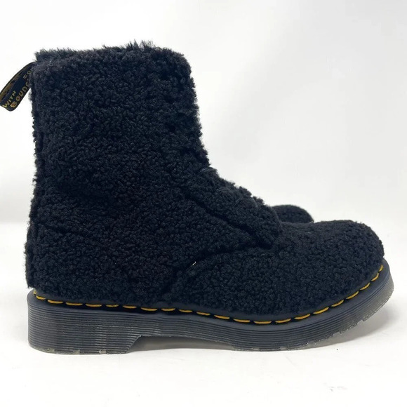 Dr. Martens 1460 Pascal Women's Faux  Shearling Boots in Black Lux Borg Sz 7 NWT - Picture 5 of 10